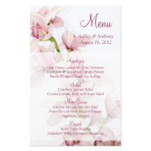 Menykort för rosa Cymbidium Orchid Blommigt Bröllo