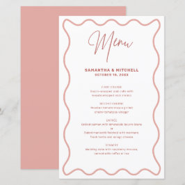 Menykort för rosa och vit Vågigt Gräns