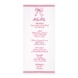 Menykort för rosa och vitt bröllop-klocka reklamkort