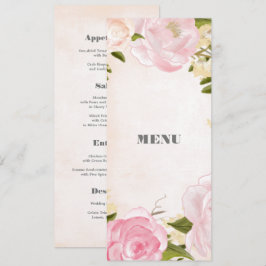 Menykort för  Rosa Peonies Watercolor Bröllop Meny