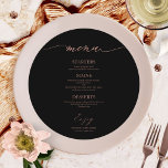 Menykort för Rund Bröllop-chic i  för plåt Meny<br><div class="desc">Ett enkelt menykort för calligraphy bröllop i chic. Jag erbjuder en kostnadsfri anpassningstjänst. Om du har några frågor eller speciella förfrågningar kan du kontakta mig.</div>