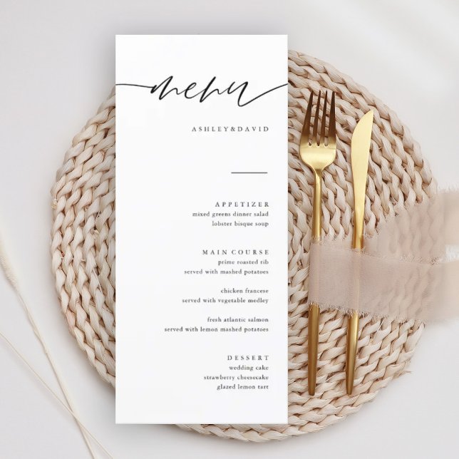 Menykort för Rustic Calligraphy Elegant bröllop Meny (Skapare uppladdad)