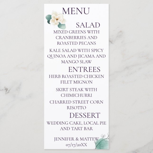 Menykort för Rustic Calligraphy Elegant bröllop Meny (Framsida)