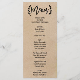 Menykort för Rustic Chic Faux Kraft Calligraphy Meny