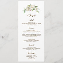 Menykort för Rustic Elegance Bröllop