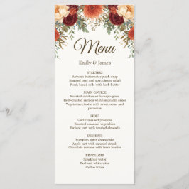 Menykort för Rustic Fall Wedding | Burgundy Ro Meny
