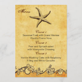 Menykort för rustiska strandbröllop meny
