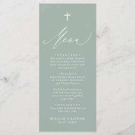 Menykort för Sage Grönt White Kor Boy Baptism Meny