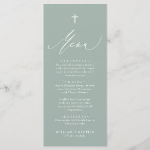 Menykort för Sage Grönt White Kor Boy Baptism Meny