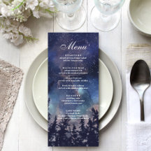 Menykort för Starry Night Forest Bröllop