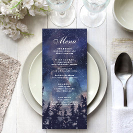 Menykort för Starry Night Forest Bröllop Meny