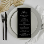 Menykort för svart elegant bröllop meny<br><div class="desc">enkel svart och vit design. Färg och text kan vara personlig.</div>
