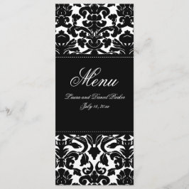 Menykort för svart-vit-mask-Linen Bröllop Meny