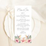 Menykort för Tropical Botanical Elegant bröllop Program<br><div class="desc">Det här vackra bröllopsmenykortet har vackra botaniska vattenfärger och blommigtar med elegant typografi. Tillsammans skapar dessa inslag en strålande meny,  men elegant bröllop,  som skulle vara perfekt för ett destinationsbröllop. Den här designen koordinerar med vår tropiska botaniska bröllop-svit. Se samlingen för fler objekt!</div>
