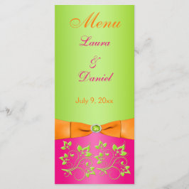 Menykort för tryckt RIBBON Rosa Orange  Blommigt Meny