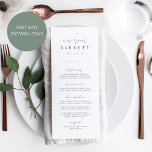 Menykort för utskrivbart modernt, minimalt Bröllop Inbjudningar<br><div class="desc">Designad för att matcha våra inbjudningar till bröllop via Internet. En vacker typografibaserad design med minimalistisk känsla,  med moderna svarta,  handskrivna skript och klassiska serif-bokstäver. Anpassa med menyalternativen med åtta anpassningsbar fält. Välj utskrift och leverans av professionell eller välj Snabbhämtning för ett digitalt utskrivbart alternativ.</div>