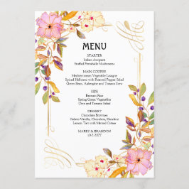 Menykort för Vår Blommigt Bröllop Meny