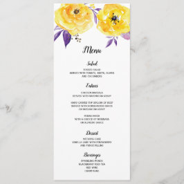Menykort för vattenfärg Blommigt Bröllop Meny