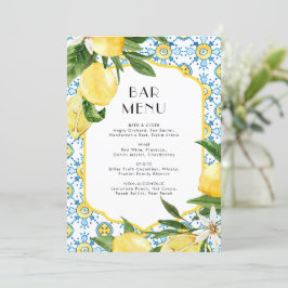 Menykort för vattenfärgslexion Pub i Medelhavet Inbjudningar