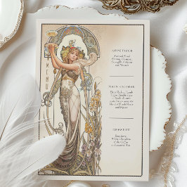 Menykort för vintage Chic Art nouveau Bröllop Inbjudningar