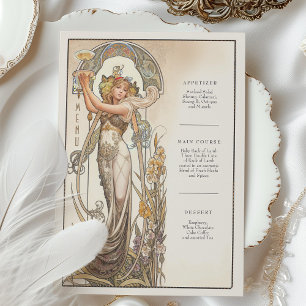 Menykort för vintage Chic Art nouveau Bröllop Inbjudningar