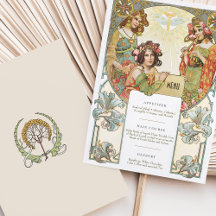 Menykort för vintage Chic Art nouveau Bröllop