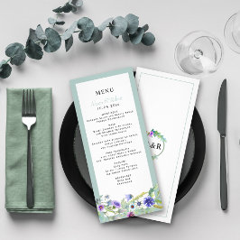 Menykort för Watercolor wildblomma blommigt bröllo Reklamkort