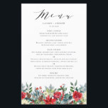 Menykort för Watercolor Winter Blooms Garland Bröl<br><div class="desc">Lägg till en vinteraccent i händelsens tabellutrymning med de här menykorten för anpassadet. De har en blommigt av vattenfärg med blommor, röd ros, pinekoner och grönt. Anpassa genom att lägga till namn och annan menyinformation. De här menykorten för vattenfärger är perfekter för vinterbröllop, möhippor, babyduschar, födelsedagar med mera. Matchande objekt...</div>