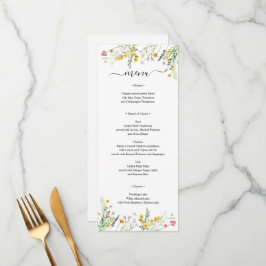 Menykort för Wildblommes elegant monogrammat på ba Meny