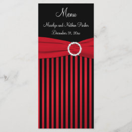 Menykort med röd och svart rand med Faux Ribbon Meny