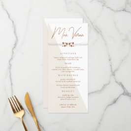 Menykort på Blommigten Bröllop på hösten Meny