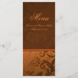 Menykortet Copper and Brown Damask Wedding Meny