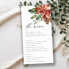 Menykortet elegant Poinsettia Gräs Cone Bröllop Tack Kort