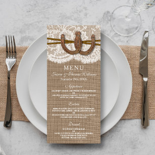 Menykortet Rustic Horseshoe Bröllop Collection Meny