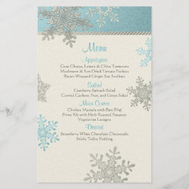 Menykortet Silver Blue Snöflingor Winter Wedu