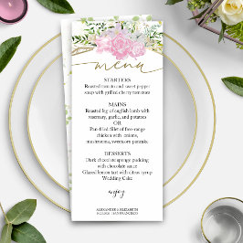 Menykortet Vår bröllop Pastel Färg Wildblomma