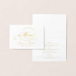 Menykortsmall chic Foil & White Bröllop Folierat Kort