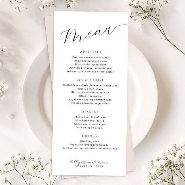 Menykortsmall för minimal Möhippa Meny (Elegant Event Menu)