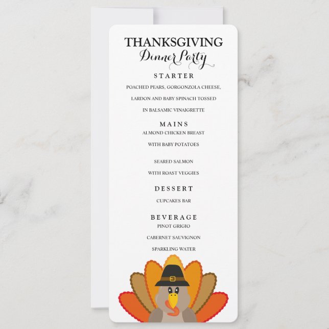 Menykortsmall för thanksgiving Middag Inbjudningar (Framsida)