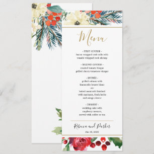 Menymall för blommigt för elegant vinter meny