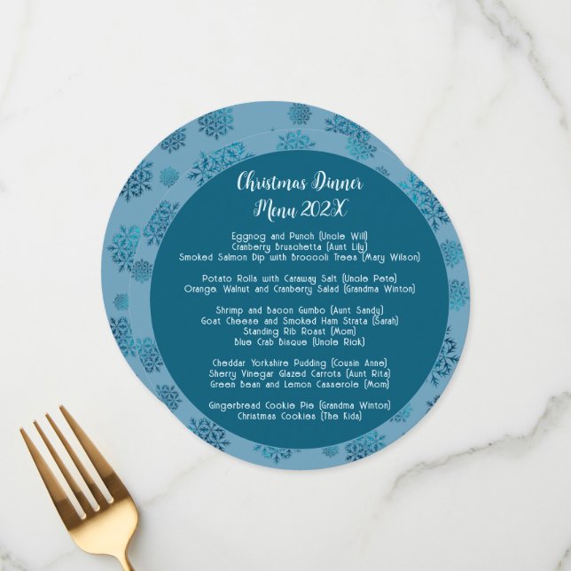 Menymall för Family Blue-julmålsrundans meny (Fram/Back In Situ)