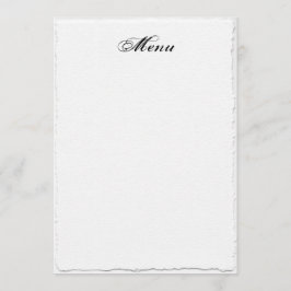 Menymall för Faux-Deckle Kant White Bröllop Meny