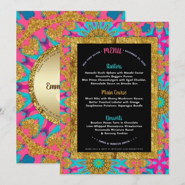 Menymall för funky Boho Rave Glam (Fram/baksida)