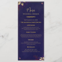 Menymall för Guld Blommigt Bröllop