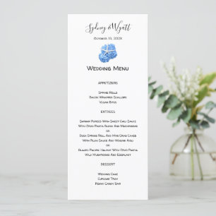 Menymall för Menyn Seaside Garden Blue Tall Bröllo Inbjudningar