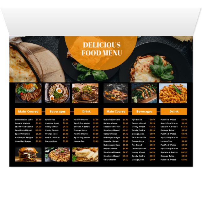 Menymall för Restaurang Hälsningskort (Insidan Horizontal (UnderSidan))