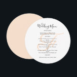 Menymall för Runda Monogram Bröllop Inbjudningar<br><div class="desc">Rund eller fyrkantig menymall för bröllop med en inledande monogram i  eller persikofärgade färg. Vita kort har svarta skript för titeln och utskriven text för menylistan. Användor och versaler för sektioner,  eller ändra ordalydelsen efter behov. Parets bröllop-monogram kommer att tryckas i mitten av texten. Omvänd överensstämmer med  färg.</div>