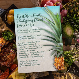 Menymall för thanksgiving-familjens inre ananas-me inbjudningar
