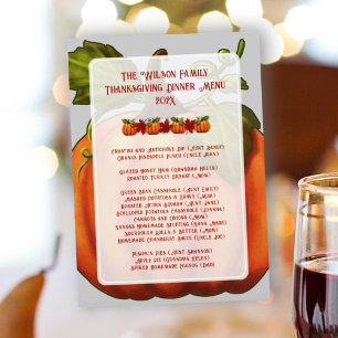 Menymall för thanksgiving Pumpkin-familjens midgru Inbjudningar