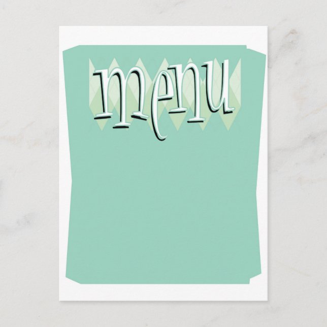 Menymall för tom coola i stil vykort (Framsida)